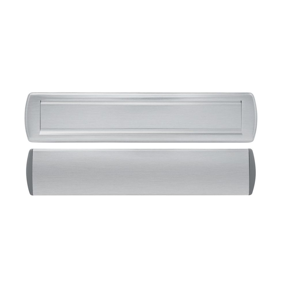 AXA briefplaat met tochtklep en schacht Curve Plus deurdikte tot 102mm. - aluminium geslepen