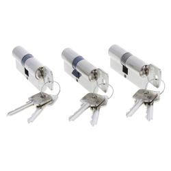 Starx profielcilinder gelijksluitend (3x) vernikkeld - 60mm