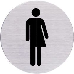 Pictogram zelfklevend rond damestoilet RVS