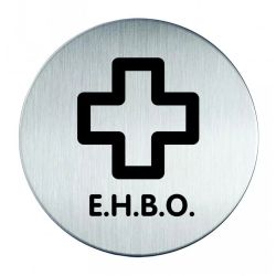 Pictogram zelfklevend rond EHBO RVS