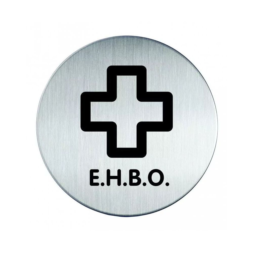 Pictogram zelfklevend rond EHBO RVS
