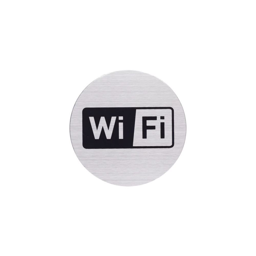 Pictogram zelfklevend rond WiFi RVS