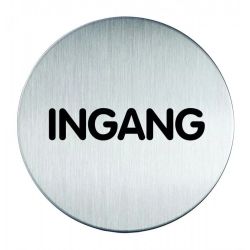 Pictogram zelfklevend rond ingang RVS