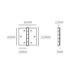 Kogellagerscharnier recht 89x89mm - mat brons