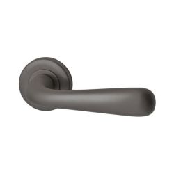 Deurkruk Silvia op rond rozet - PVD gun metal