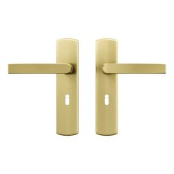 AXA Curve klik deurkruk Blok op schild sleutelgat 56mm - aluminium/goud