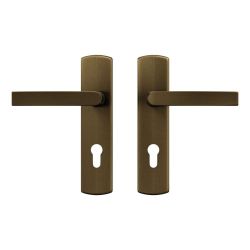 AXA Curve klik deurkruk Blok op schild profielcilindergat 72mm - aluminium/brons