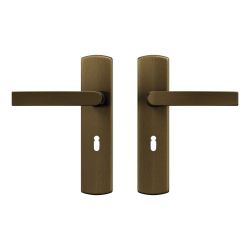 AXA Curve klik deurkruk Blok op schild sleutelgat 56mm - aluminium/brons