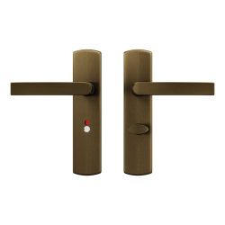AXA Curve klik deurkruk Blok op schild WC-/badkamersluiting 63/8 mm - aluminium/brons