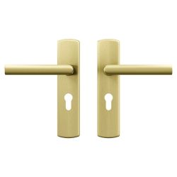 AXA Curve klik deurkruk Milan op schild profielcilindergat 55mm - aluminium/goud