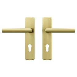 AXA Curve klik deurkruk Milan op schild profielcilindergat 72mm - aluminium/goud