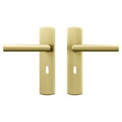 AXA Curve klik deurkruk Milan op schild sleutelgat 56mm - aluminium/goud