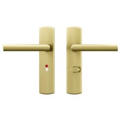 AXA Curve klik deurkruk Milan op schild WC-/badkamersluiting 63/8 mm - aluminium/goud