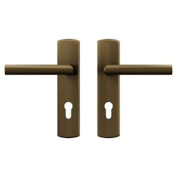 AXA Curve klik deurkruk Milan op schild profielcilindergat 72mm - aluminium/brons