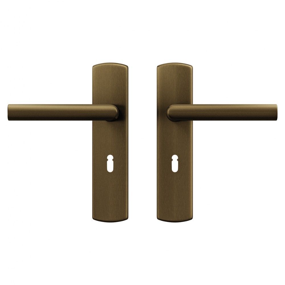 AXA Curve klik deurkruk Milan op schild sleutelgat 56mm - aluminium/brons