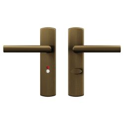 AXA Curve klik deurkruk Milan op schild WC-/badkamersluiting 63/8 mm - aluminium/brons