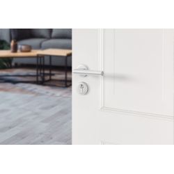 AXA Curve klik deurkruk Milan op rozet met profielcilinderrozetten - aluminium