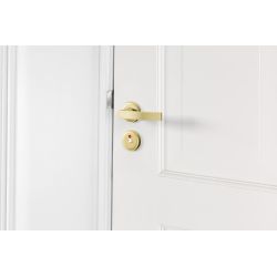 AXA Curve klik deurkruk Blok op rozet met toilet-/badkamersluiting- aluminium/goud