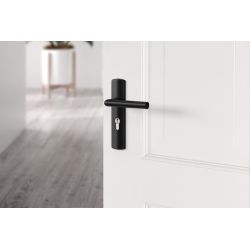 AXA Curve klik deurkruk Milan op schild profielcilindergat 55mm - aluminium/zwart