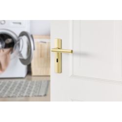 AXA Curve klik deurkruk Milan op schild sleutelgat 56mm - aluminium/goud