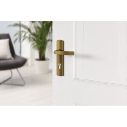 AXA Curve klik deurkruk Blok op schild profielcilindergat 72mm - aluminium/brons