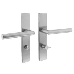 Intersteel Deurkruk Jura hoek 90° rechthoekig schild met toilet-/badkamersluiting 63/8mm (klein krukgat) EN1906/4 - RVS