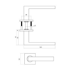 Intersteel deurkruk Q 05 op rozet verdekt 53x53x6mm -  PVD messing mat