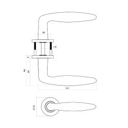 Intersteel deurkruk Q 03 op rozet verdekt ø52x6mm -  PVD brons