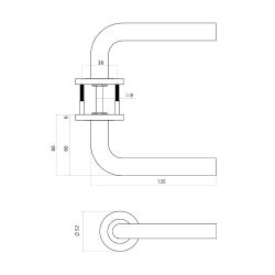 Intersteel deurkruk Q 02 op rozet verdekt ø52x6mm -  PVD messing mat