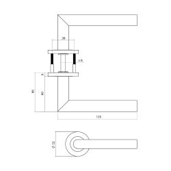 Intersteel deurkruk Q 01 op rozet verdekt ø52x6mm -  PVD zwart