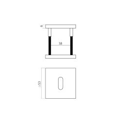 Intersteel sleutelrozetten verdekt 53x53x6mm -  PVD messing mat