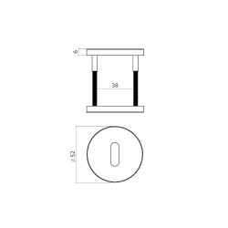 Intersteel sleutelrozetten verdekt ø52x6mm -  PVD messing mat