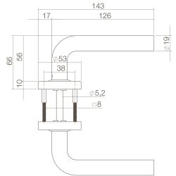 Intersteel deurkruk Luzern op rozet verdekt ø53x10mm - PVD messing getrommeld