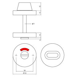 Intersteel WC-sluiting verdekt ø53x10mm met stift 8x8mm - PVD messing getrommeld
