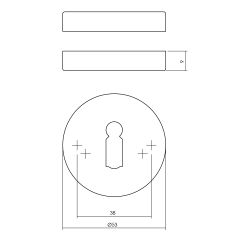 Intersteel sleutelrozetten verdekt ø53x9mm - PVD messing getrommeld