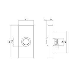 Intersteel deurbel rechthoekig 65x30x10mm verdekt - PVD messing getrommeld