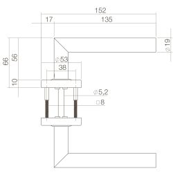 Intersteel deurkruk Jura op rozet verdekt ø53x10mm - PVD messingkleur