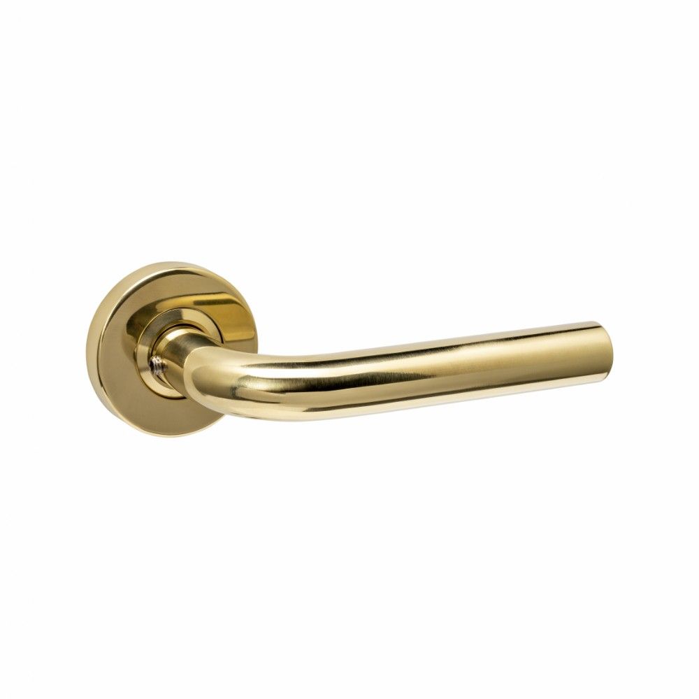 Intersteel deurkruk Luzern met rozet massief verdekt ø53x10mm met nokken - PVD messingkleur