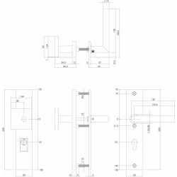 Intersteel SKG3 veiligheidsbeslag voordeur rechthoekig 250x50mm greep/kruk Jura PC92 kerntrekbeveiliging - PVD RVS getrommeld