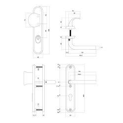 Intersteel SKG3 veiligheidsbeslag voordeur ovaal 250x50mm greep/kruk Luzern PC72 kerntkrekbeveiliging - PVD messingkleur
