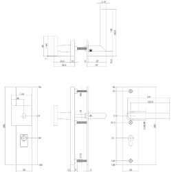 Intersteel SKG3 veiligheidsbeslag voordeur rechthoekig 250x50mm greep/kruk Jura PC72 kerntrekbeveiliging - PVD RVS getrommeld