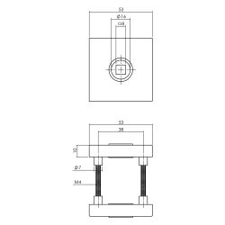 Intersteel deurkruk Jura met rozet massief verdekt 53x53x10mm met nokken - PVD messingkleur