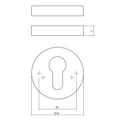 Intersteel cilinderrozetten verdekt ø53x9mm - PVD RVS getrommeld