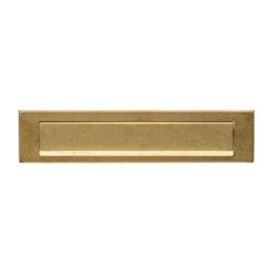 Intersteel Briefplaat 340x75mm met klep/regenrand - PVD messing getrommeld