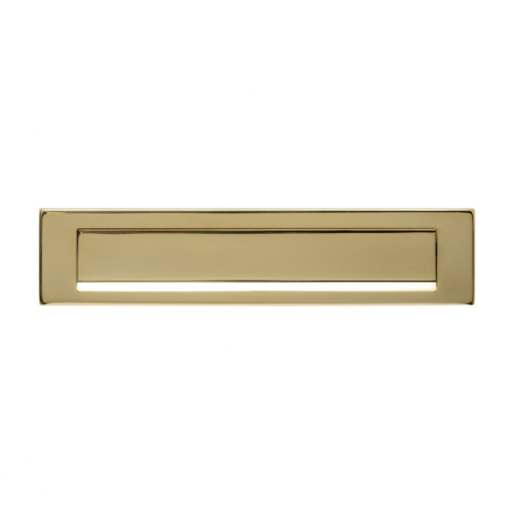 Intersteel Briefplaat 340x75mm met klep/regenrand - PVD messing kleur