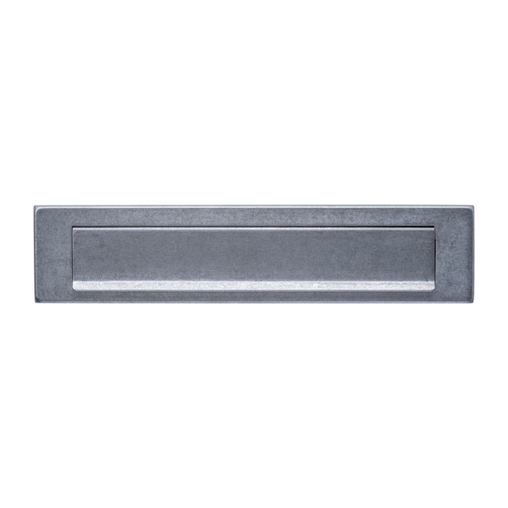 Intersteel briefplaat 340x75mm met klep/regenrand - PVD RVS getrommeld