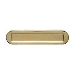 Intersteel Briefplaat ovaal 340x80mm met klep/regenrand - PVD messing kleur