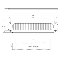 Intersteel Tochtwering ovaal 340x80mm - mat zwart