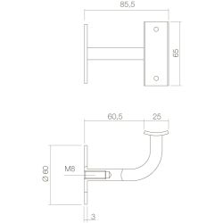 Intersteel Leuninghouder gebogen vierkant hol zadel - RVS