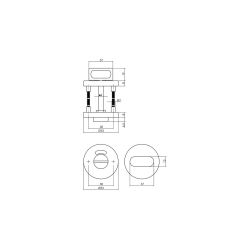 Intersteel Rozet met toilet-/badkamersluiting met venster 6mm stift 53x8mm - RVS